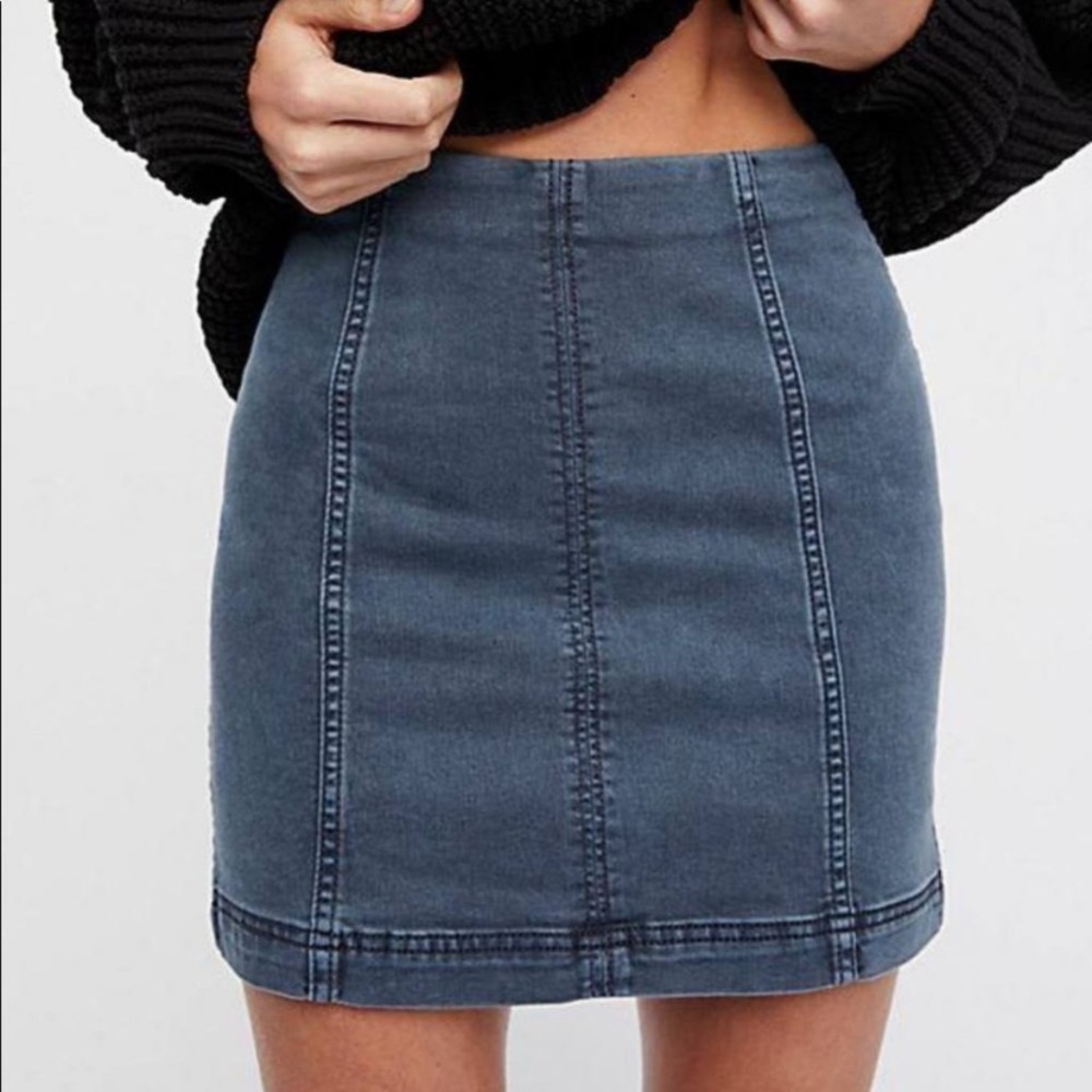 Free People Modern Femme Denim Mini Skirt Westminster Blue Size 8